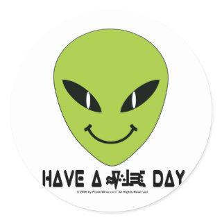 Alien Face Classic Round Sticker