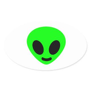 Alien head face oval sticker