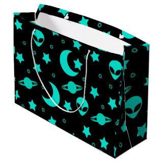 Alien Heads in Stars Outer Space Large Gift Bag