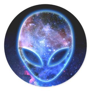 Alien in Space Classic Round Sticker