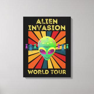 Alien Invasion Retro World Tour Canvas
