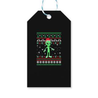Alien Santa Hat Funny UGLY Christmas Pajama Holida Gift Tags
