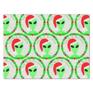 Alien Santa Holly Wreath Pattern Silly Fun LGM Tissue Paper