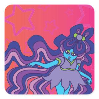 Alien Star Square Sticker