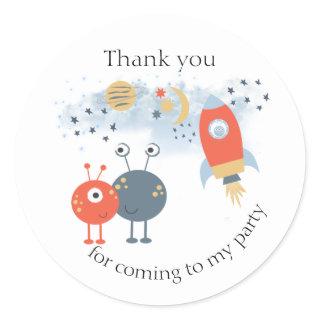 Alien Thank you for Coming to My Party Classic Round Sticker