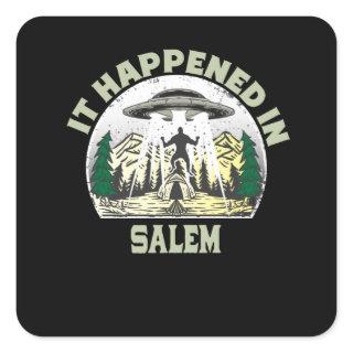 Alien UFO In salem City Square Sticker