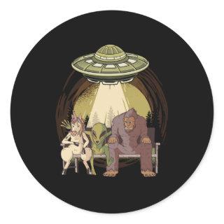 Alien Unicorn Bigfoot Aliens UFO Believer Gift Classic Round Sticker