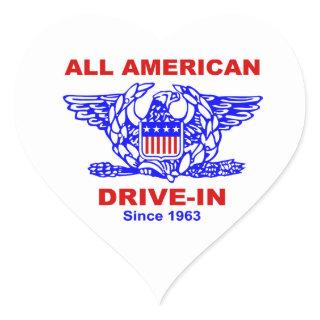 All American Hamburger Drive In HEART Heart Sticker