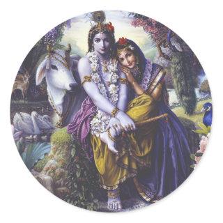 All-Attractive Couple Radha Krishna Classic Round Sticker
