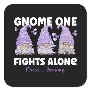 All Cancer Awareness Lavender Ribbon Gnome Square Sticker