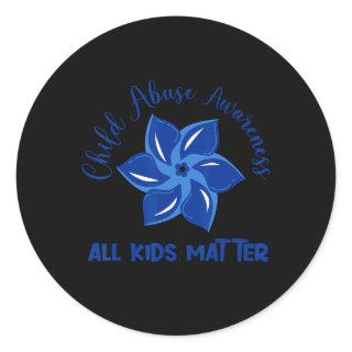 All Kids Matter Child Abuse Awareness Pinwheel  Classic Round Sticker