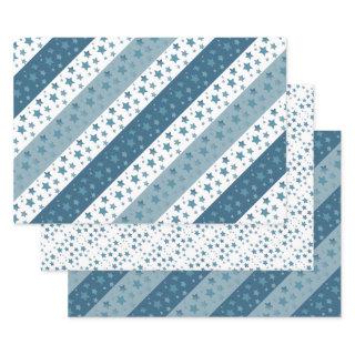 All Occasion Blue Star Print Gift Wrap