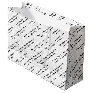 All-over Print Repeating Your Text - Black/White Large Gift Bag