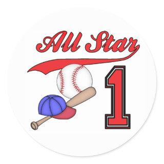 All Star Baseball 1st Birthday Classic Round Stick Classic Round Sticker