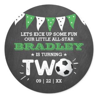 All-star Soccer Ball 2nd Birthday Party Favor Classic Round Sticker