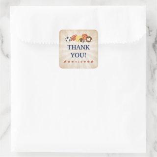 All Star Sports Baby Shower Favor Square Sticker