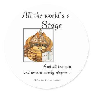 All the worlds a stage classic round sticker