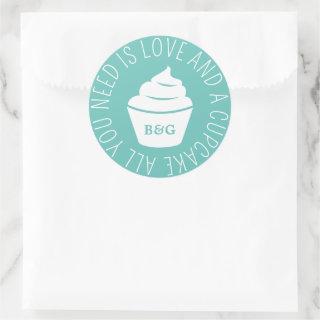 All you need is love and a cupcake wedding sticker