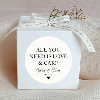 ALL YOU NEED IS LOVE AND CAKE Heart Wedding Favor Classic Round Sticker
