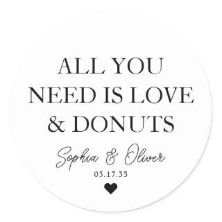 ALL YOU NEED IS LOVE DONUTS Heart Wedding Favor Classic Round Sticker
