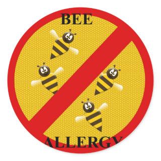 Allergic to bees classic round sticker