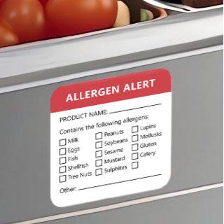 Allergy Alert Food Safety Allergen Warning Label