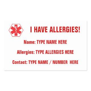 Allergy Alert Red Sticker Label