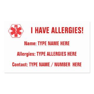 Allergy Alert Red Sticker Label