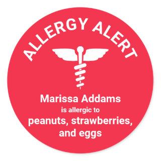 Allergy Medical Alert Classic Round Sticker