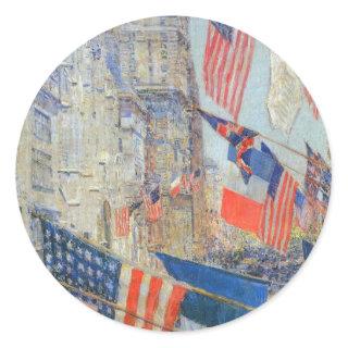 Allies Day, May 1917 by Childe Hassam, Vintage Art Classic Round Sticker