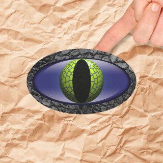 Alligator Black Green Faux Leather Eye Oval Sticker
