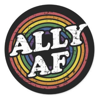 Ally AF rainbow flag for LGBT Pride month Support Classic Round Sticker