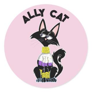 Ally cat with Non-Binary pride colors Classic Round Sticker