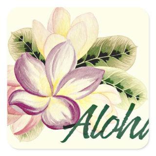 Aloha Plumeria Square Sticker