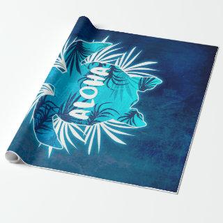 Aloha Sea Turtle on Blue Grunge Background