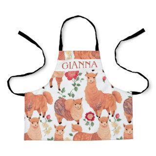 Alpaca Watercolor Colorful Personalized Pattern Apron