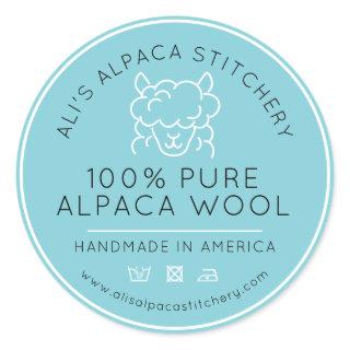 Alpaca wool product aqua white knitting business classic round sticker