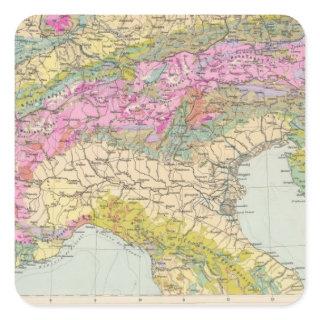 Alpenlander - Atlas Map of the Alps Square Sticker