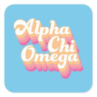 Alpha Chi Omega | Groovy Script Square Sticker