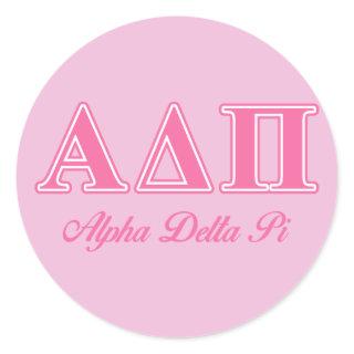 Alpha Delta Pi Pink Letters Classic Round Sticker
