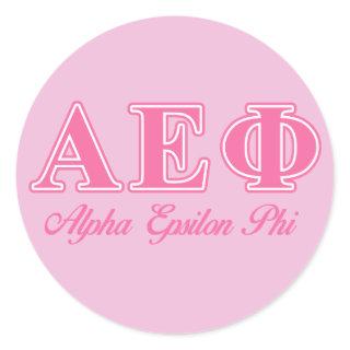 Alpha Epsilon Phi Pink Letters Classic Round Sticker