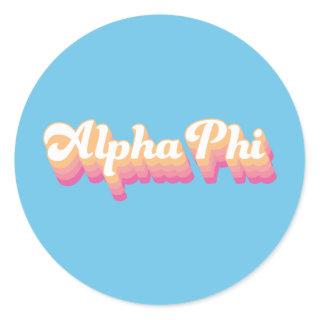 Alpha Phi | Groovy Script Classic Round Sticker