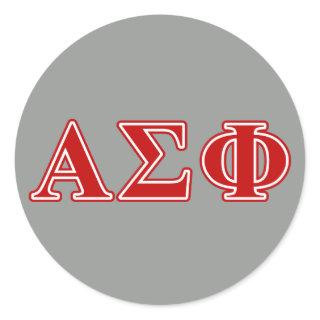Alpha Sigma Phi Red Letters Classic Round Sticker