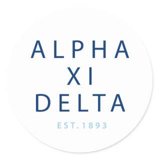 Alpha Xi Delta Modern Type Classic Round Sticker