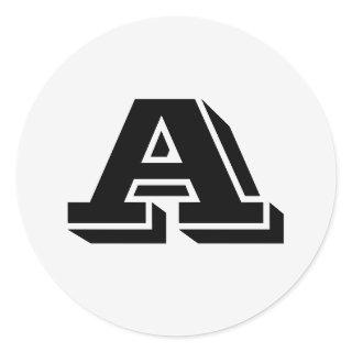 Alphabet by Janz Capital Letter A White Smoke Classic Round Sticker