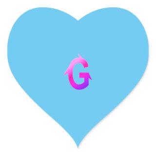 Alphabet letter G sticker. Heart Sticker