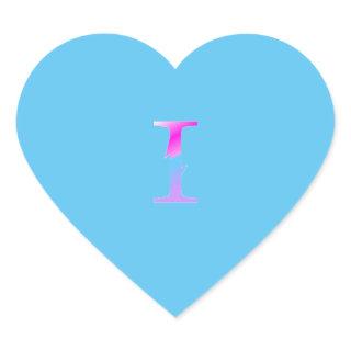Alphabet letter I sticker. Heart Sticker