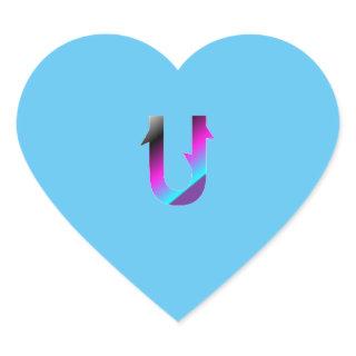 Alphabet letter U sticker. Heart Sticker