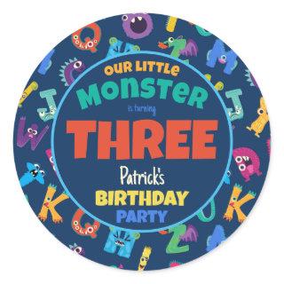 Alphabet Monsters Birthday Little Monster Add Age Classic Round Sticker