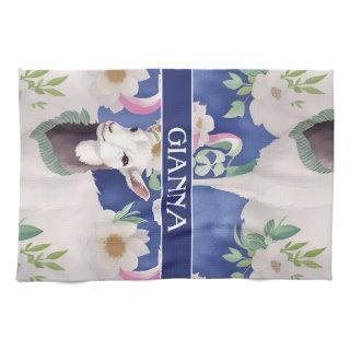 Alpine Goat Watercolor Colorful Pattern Kitchen Towel